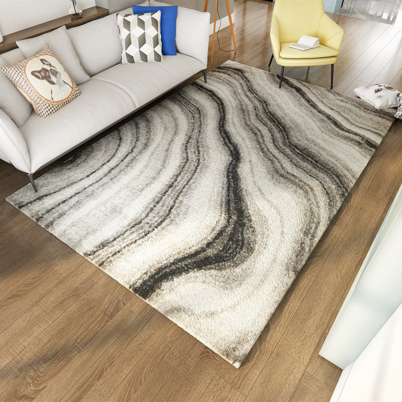 Contemporary marble effect pattern carpet Gray and Black Polyester carpet Machine washable Non-slip rug for the bedroom