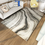 Contemporary marble effect pattern carpet Gray and Black Polyester carpet Machine washable Non-slip rug for the bedroom