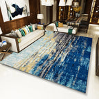 Scandinavian abstract rug Blue Polyester rug Machine washable Non-slip backing Rug for bedroom
