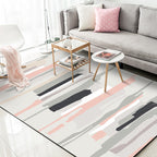Gray and Pink Simple Rug Polyester Watercolor Print Rug Machine Washable Non-Slip Rug for the Living Room