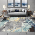 Blue and Gray novel rug Polyester watercolor print rug washable non-slip back rug for living room