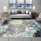 Blue and Gray novel rug Polyester watercolor print rug washable non-slip back rug for living room