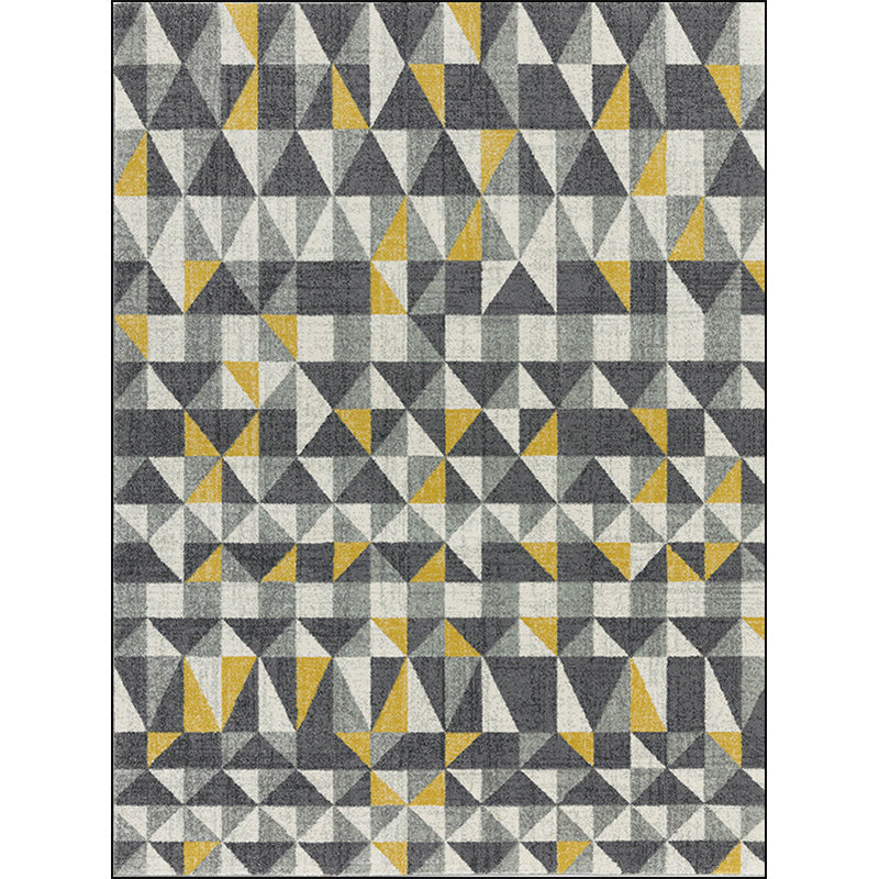 Gray and Yellow Contemporary Rug Polyester Geometric Print Rug Washable Non-Slip Back Rug for Living Room