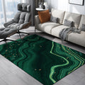 Modern watercolor swirl line carpet green polyester rug washable non-slip backing rug for the bedroom