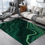 Modern watercolor swirl line carpet green polyester rug washable non-slip backing rug for the bedroom