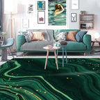 Modern watercolor swirl line carpet green polyester rug washable non-slip backing rug for the bedroom