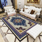 Purple and brown bedroom rug Moroccan medallion floral pattern area rug polyester non-slip backing rug