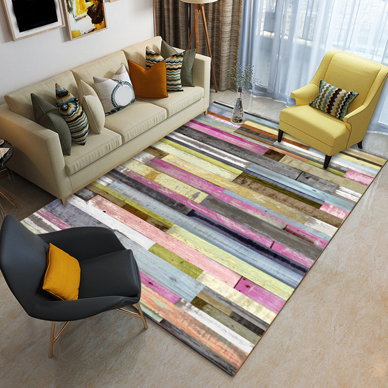 Modern Brushstroke Paint Rug Multicolored Polyester Rug Washable Area Rug for the Living Room