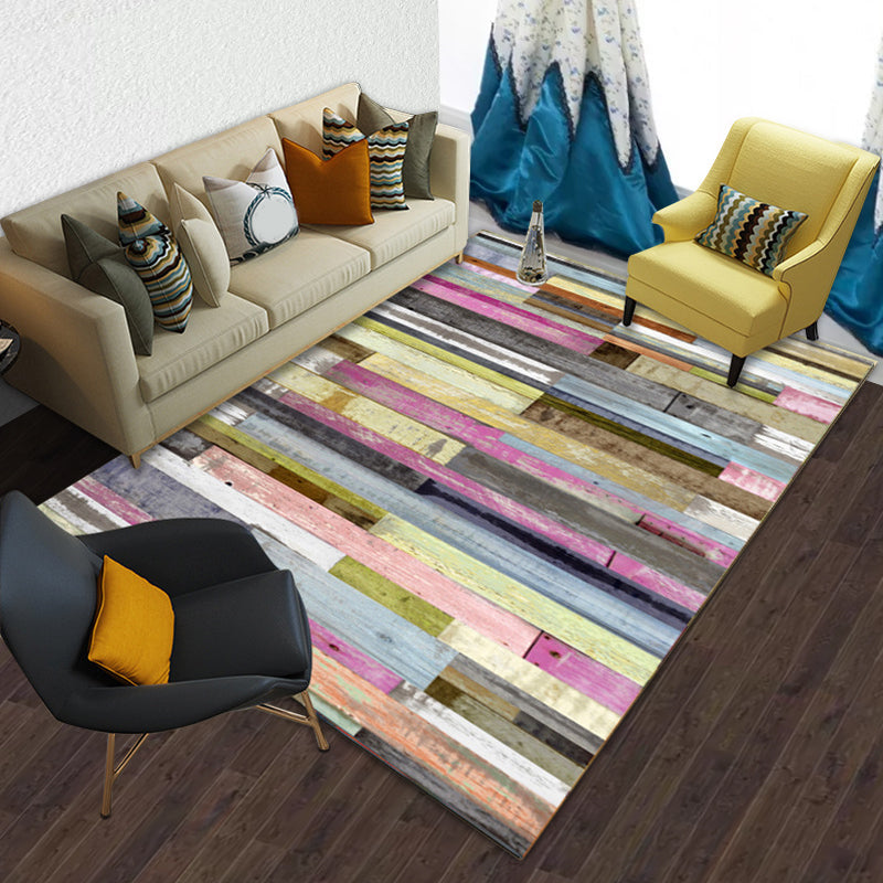Modern Brushstroke Paint Rug Multicolored Polyester Rug Washable Area Rug for the Living Room
