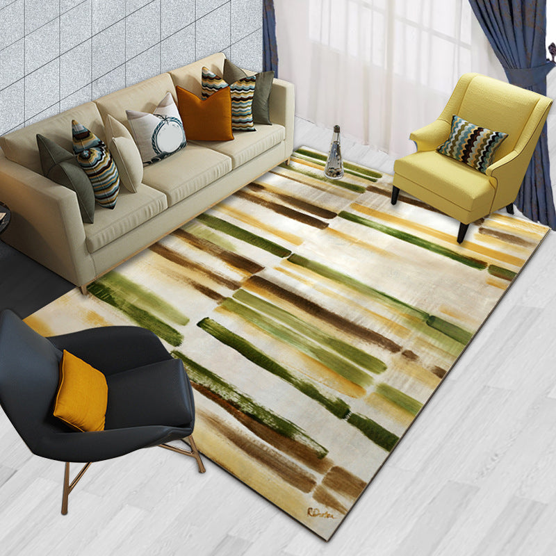 Modern Brushstroke Paint Rug Multicolored Polyester Rug Washable Area Rug for the Living Room
