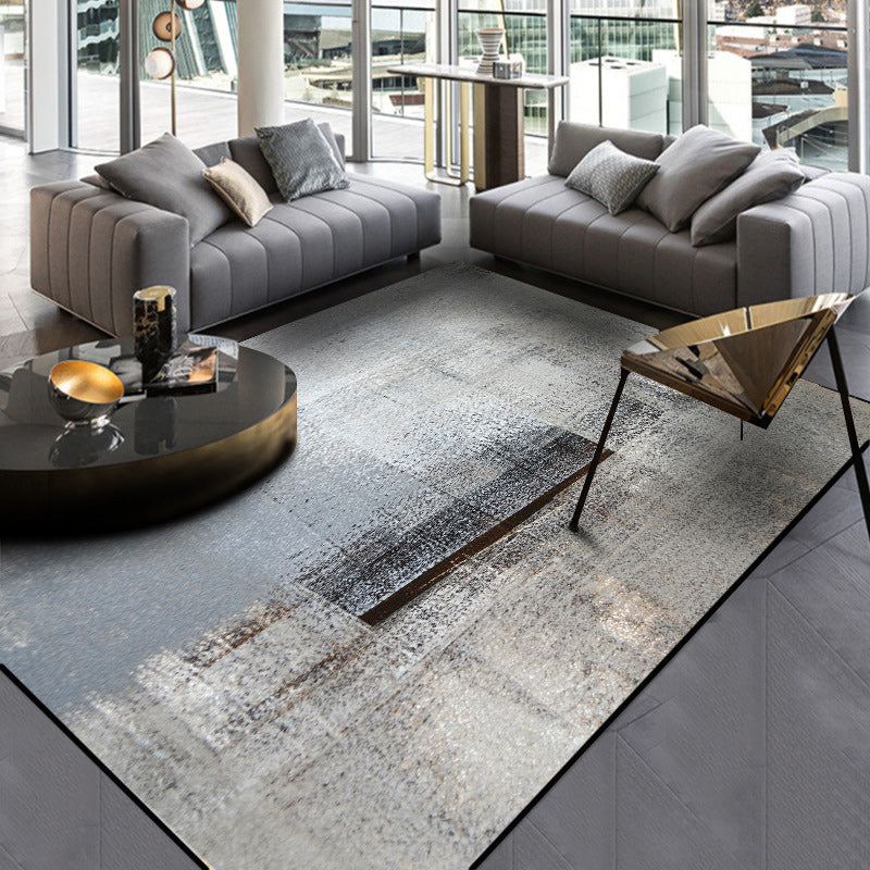 Gray and khaki contemporary rug polyester abstract rug washable non-slip back rug for the living room