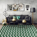 Modern living room rug in green geometric chevron print rug polyester machine washable area rug