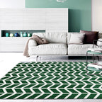Modern living room rug in green geometric chevron print rug polyester machine washable area rug