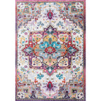 Oriental Moroccan rug in pink medallion floral pattern rug polyester non-slip washable rug for home decoration