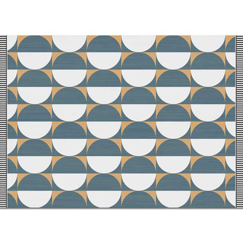 New Arrival Color Block Circle Pattern Rug Blue Polyester Rug Machine Washable Non-Slip Area Rug for the Bedroom