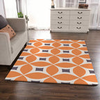 Unique geometric pattern rug Orange and Blue Modern rug Polyester Washable Non-slip backing Rug for the living room