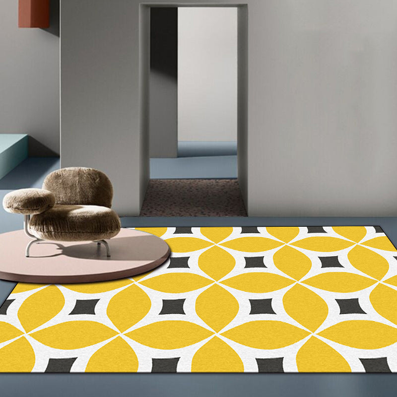 Unique geometric pattern rug Orange and Blue Modern rug Polyester Washable Non-slip backing Rug for the living room