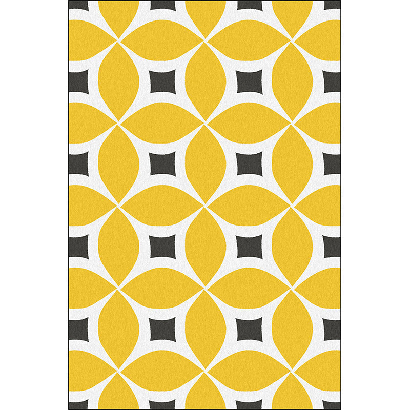 Unique geometric pattern rug Orange and Blue Modern rug Polyester Washable Non-slip backing Rug for the living room