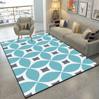 Unique geometric pattern rug Orange and Blue Modern rug Polyester Washable Non-slip backing Rug for the living room