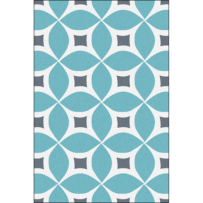 Unique geometric pattern rug Orange and Blue Modern rug Polyester Washable Non-slip backing Rug for the living room