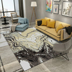 Khaki Casual Carpet Polyester Striped Print Carpet Stain Resistant Washable Carpet for Living Room