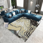Khaki Casual Carpet Polyester Striped Print Carpet Stain Resistant Washable Carpet for Living Room
