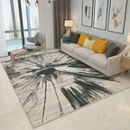 Nordic Abstract Rug Gray and Black Polyester Rug Machine Washable Non-Slip Back Rug for Bedroom