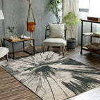 Nordic Abstract Rug Gray and Black Polyester Rug Machine Washable Non-Slip Back Rug for Bedroom