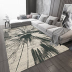 Nordic Abstract Rug Gray and Black Polyester Rug Machine Washable Non-Slip Back Rug for Bedroom