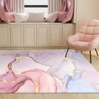 Purple and Pink Modern Rug Polyester Watercolor Print Rug Machine Washable Non-Slip Rug for the Living Room