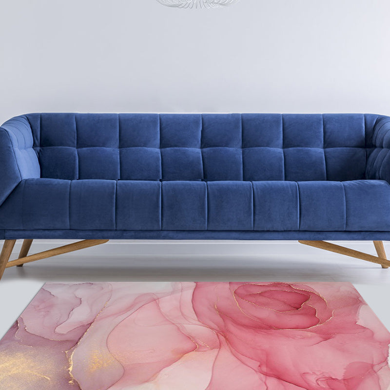 Purple and Pink Modern Rug Polyester Watercolor Print Rug Machine Washable Non-Slip Rug for the Living Room