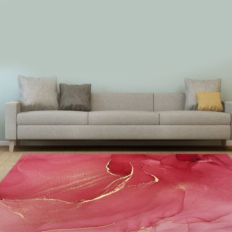 Purple and Pink Modern Rug Polyester Watercolor Print Rug Machine Washable Non-Slip Rug for the Living Room