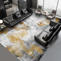 Yellow and gray contemporary rug polyester abstract rug washable non-slip backing rug for the living room