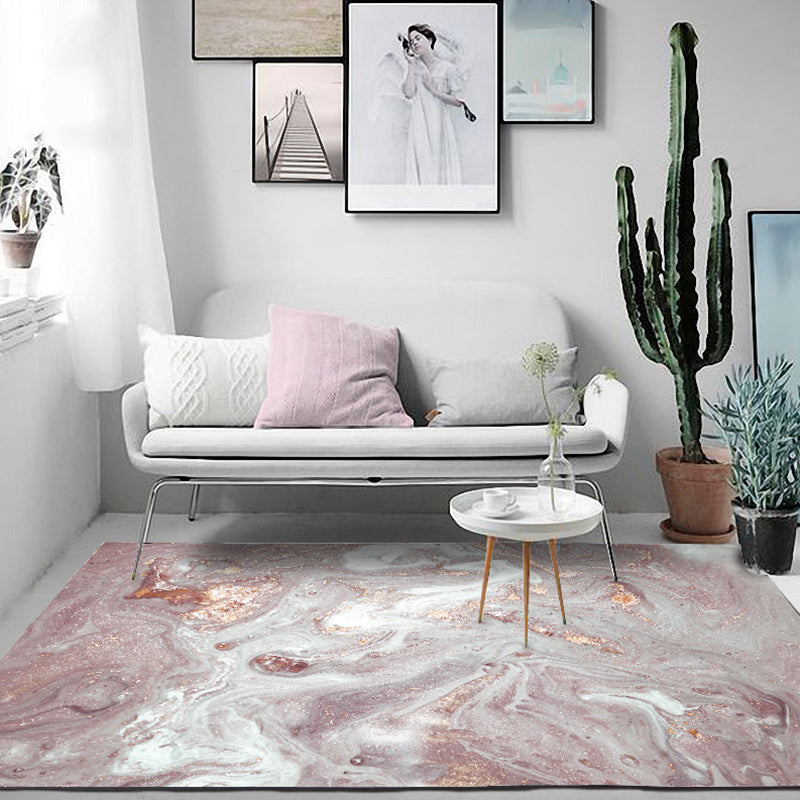 Unique watercolor pattern rug pink novelty rug polyester washable non-slip backing rug for living room