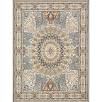 Mediterranean Moroccan Carpet in Brown Medallion Irregular Shape Pattern Rug Polyester Non-Slip Rug for Home Decor