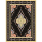 Persian Moroccan rug in black medallion leaf-shaped flower pattern rug polyester anti-slip rug for home decor