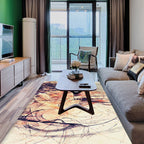 Orange and Beige Leisure Rug Polyester Abstract Rug Non-Slip Backing Washable Rug for the Living Room