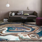 Nordic Abstract Rug Blue Multicolor Polyester Rug Washable Non-Slip Back Rug for Bedroom