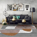Multicolored Bedroom Rug Modern Color Block Stripe Pattern Area Rug Polyester Stain Resistant Machine Washable Rug