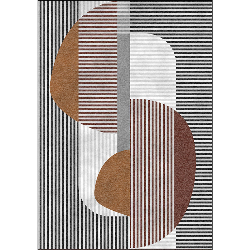 Multicolored Bedroom Rug Modern Color Block Stripe Pattern Area Rug Polyester Stain Resistant Machine Washable Rug
