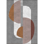 Multicolored Bedroom Rug Modern Color Block Stripe Pattern Area Rug Polyester Stain Resistant Machine Washable Rug