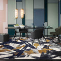 Modern Living Room Rug Multicolor Abstract Painting Striped Pattern Rug Polyester Washable Area Rug
