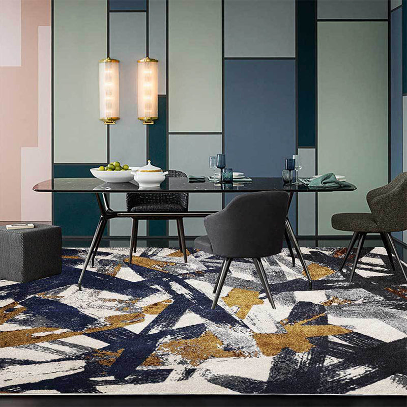 Modern Living Room Rug Multicolor Abstract Painting Striped Pattern Rug Polyester Washable Area Rug