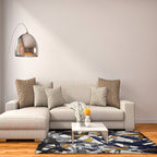 Modern Living Room Rug Multicolor Abstract Painting Striped Pattern Rug Polyester Washable Area Rug