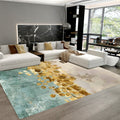 Blue and yellow contemporary carpet polyester abstract carpet non-slip backing washable carpet for the living room