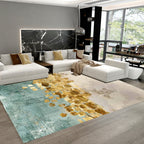Blue and yellow contemporary carpet polyester abstract carpet non-slip backing washable carpet for the living room
