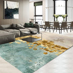 Blue and yellow contemporary carpet polyester abstract carpet non-slip backing washable carpet for the living room