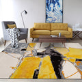 Modern watercolor pattern rug yellow and beige polyester rug washable non-slip backing rug for bedroom