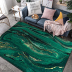 Green novelty carpet polyester watercolor pattern carpet washable non-slip backing rug for the living room