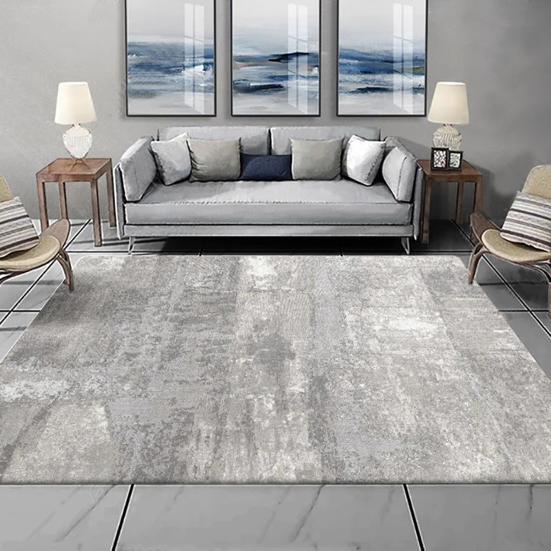 Unusual Abstract Carpet Gray Modern Carpet Polyester Washable Non-Slip Back Carpet for Living Room